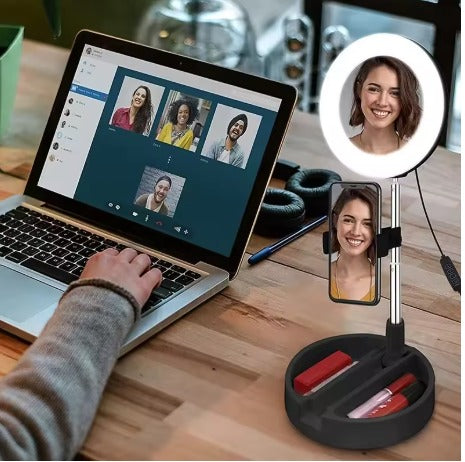 MIRLIGTH™| Espejo Con Soporte Para Celular Y Luz Led Pro